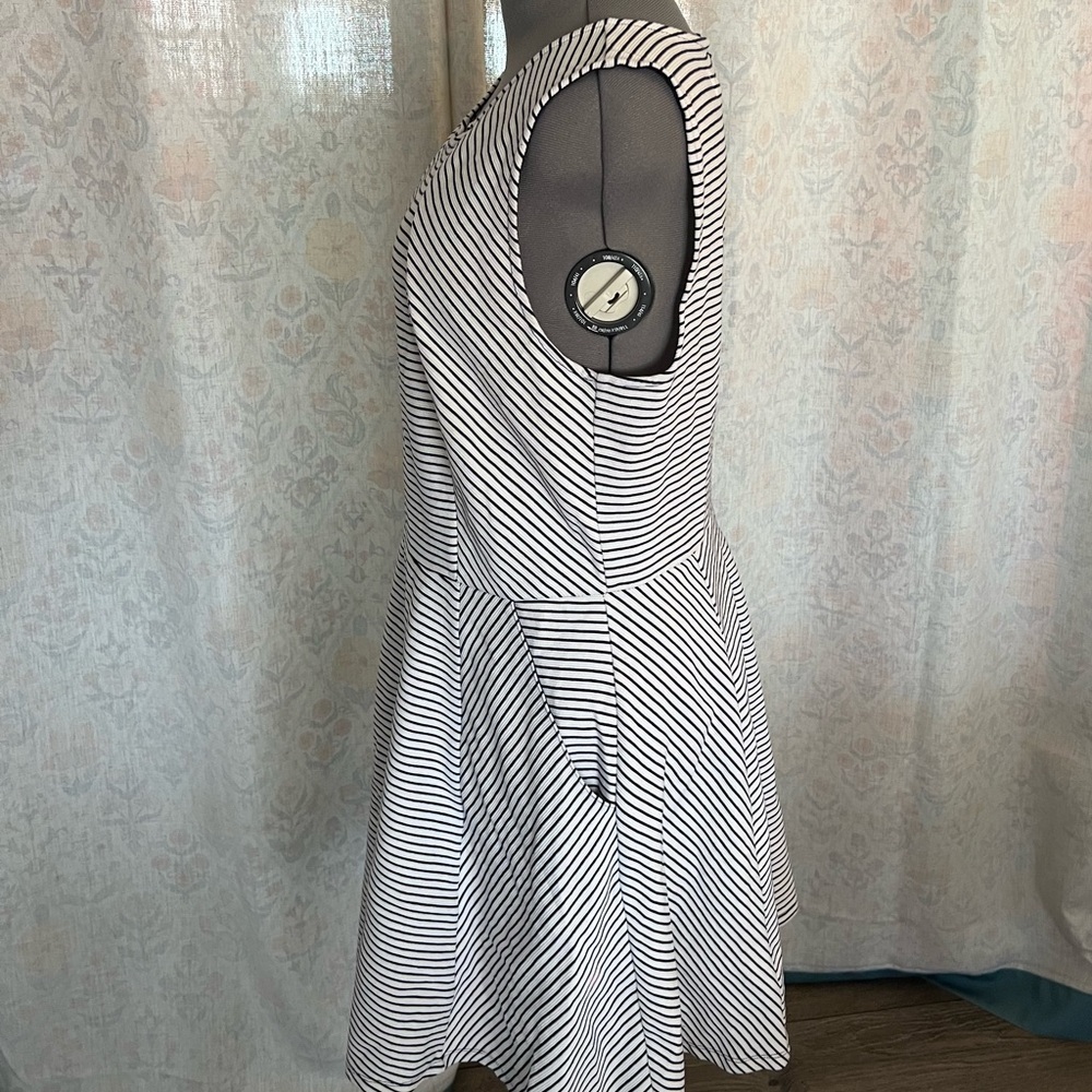 Maison Jules Black and White Striped Midi Dress - Picture 2 of 8